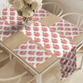thumbnail image 2 of Ambesonne Peach Table Runner & Placemats, Kawaii Smiling Fruit Cartoon, Placemat 4 pcs + Runner 14"x90", Pastel Pink White Green, 2 of 2