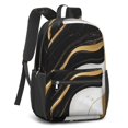 thumbnail image 2 of Black and Gold Marble Pattern 17" School Backpacks for Teens,Waterproof Oxford Fabric,S-Shape Padded Straps for School,Travel,Hiking,Camping, 2 of 6
