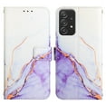 thumbnail image 2 of SaniMore Case for Samsung Galaxy A33 5G 6.5" 2022 Release, PU Leather Case Luxury Marble Wireless Charigng Hand Rope Fashion Folding Case for Girls Women for Samsung Galaxy A33 5G 2022, White/Purple, 2 of 6