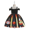 thumbnail image 2 of Girls Halloween Dress W/Bag Witch Hat 3PCS Kids Costume Dress Pumpkin Ghost Cosplay Party Outfits, 2 of 7
