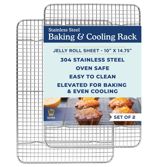 Rejilla de enfriado Ultra Cuisine 25 x 37 cm de acero inoxidable, set de 2