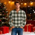 thumbnail image 6 of Wutalume Men's Christmas Zip Up Sweatshirt with Plaid Print and Stand Collar, Vintage Style Pullover Tops, Loose Fit Long Sleeve for Casual and Sports Wear,Mint Green S, 6 of 7