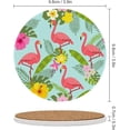 thumbnail image 2 of GZHJMY 6Pcs Round Flamingo Tropical Leaves and Flowers Ceramic Coasters with Cork-Backed for Coffee Drink, Cup Mat Absorbent Stone Coasters, 2 of 5