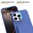 thumbnail image 3 of TECH CIRCLE for iPhone 16 Pro Max (2024 Release) 6.9" Rugged Plastic Case with Built-in Card Holder Slot (Up to 5 Cards), Built-in Makeup Mirror, Lightweight Shockproof Wallet Phone Cover, Blue, 3 of 7