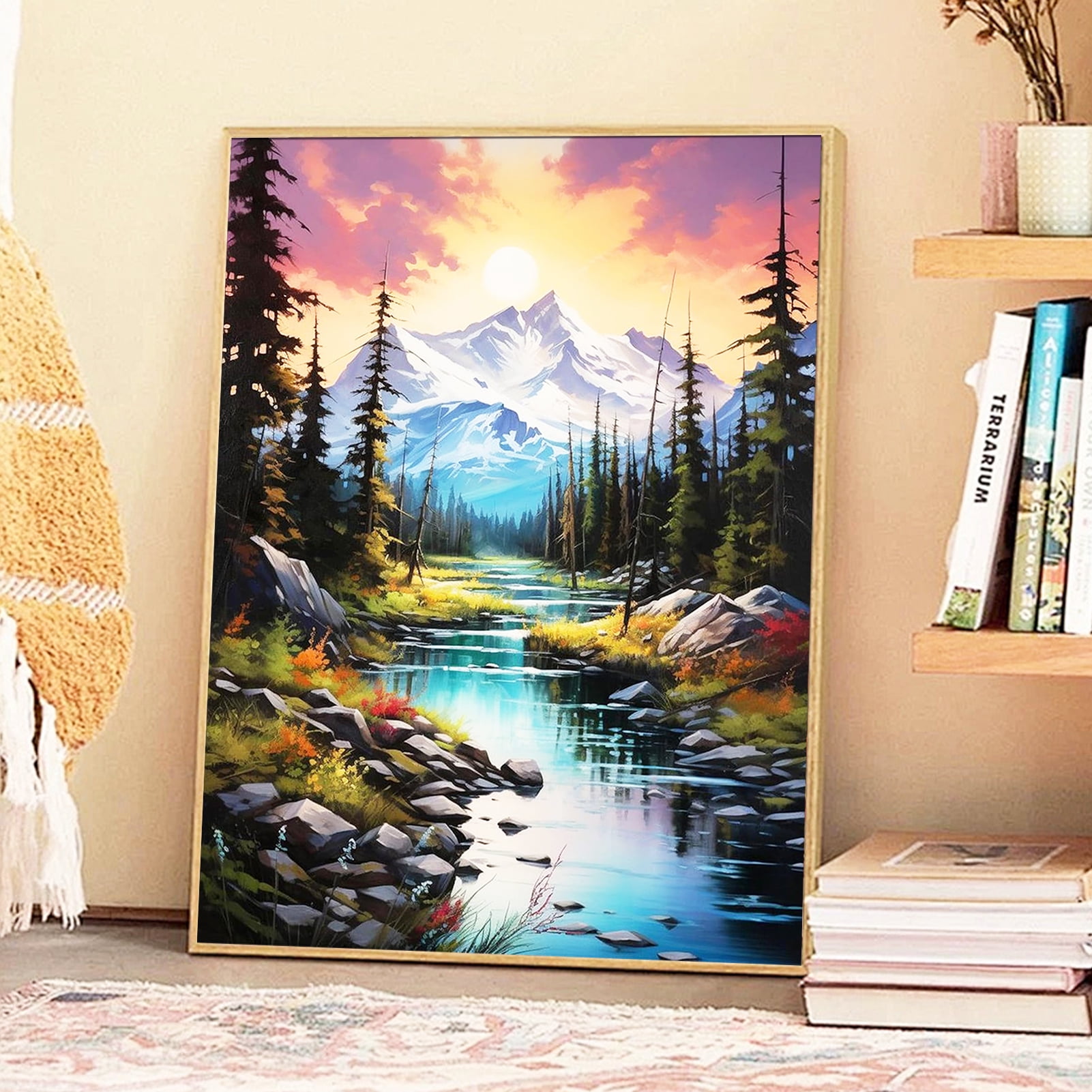 JYLMOOD Paint by Numbers for Adults Kits, DIY Mountain Easy Painting by Numbers for Gift Home Wall Decoration 16x20in（without Frame)