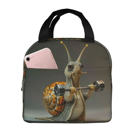 Insulated Lunch Bag for Women Men - Surreal Weightlifting Snail Leakproof Cooler Lunch Box for Women Men  Lunch Tote Bags for Work School Picnic Travel