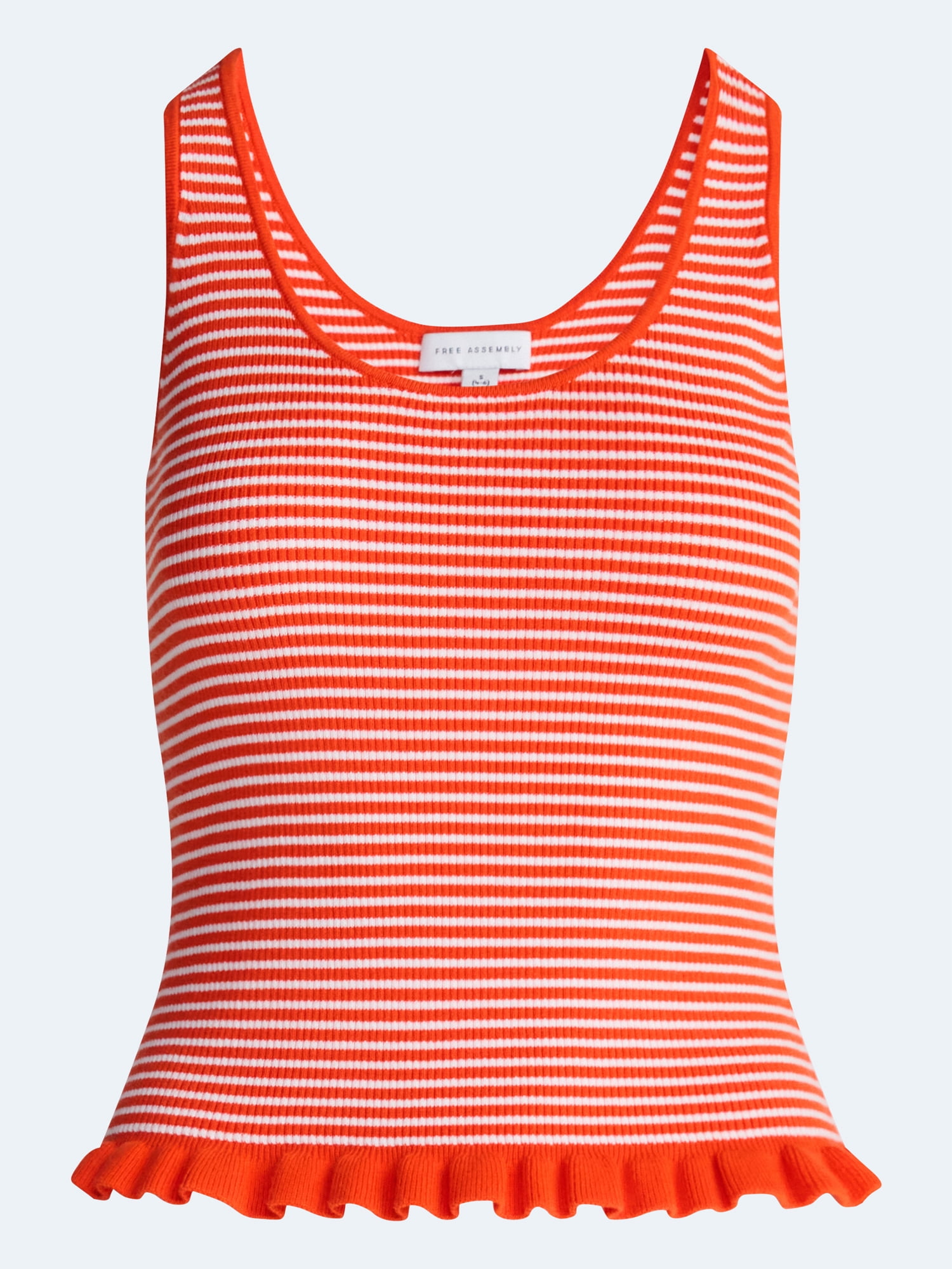 Free Assembly Women's and Women's Plus Ruffle Hem Knit Tank Top, Sizes XS-4X