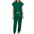 thumbnail image 3 of Scrubs for Women Sets with Pockets Short Sleeve V-Neck Blouse Elastic Waist Pants Casual Loose Solid Color Nurse Suit, 3 of 10
