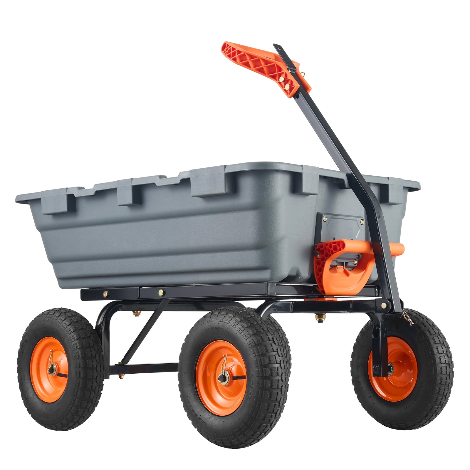 Dump Cart, Poly Garden Dump Cart, Dump Wagon with 2-in-1 Convertible Handle, 6.48 cu.ft Utility Wheelbarrow 1200 lbs Capacity, 13 inch Tires