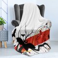 thumbnail image 4 of Halloween Soft Flannel Fleece Throw Blanket, Spooky Bats and Spiders Swirls, Cozy Plush for Indoor and Outdoor Use, 70" x 90", Charcoal Grey Vermilion, by Ambesonne, 4 of 5