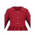 thumbnail image 4 of Girls Dress Red Christmas Stripe Pearl Vintage Party Holiday Long Sleeve 6 Years, 4 of 6