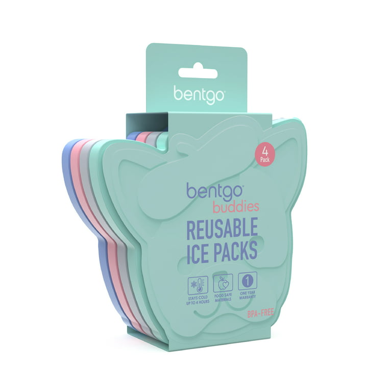 Bentgo Buddies Glitter Reusable Ice Packs ,Slim for Lunch Boxes / Bags, and Coolers - Multicolored 4-Pack (Mermaid)