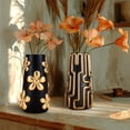 thumbnail image 4 of GUGUGO Colorful Lined Vase for Flowers, 8 Inch Tall Decorative Vases Minimalist Home Decor, Aesthetic Flower Vase for Centerpieces, Cute Plant Vase Indoor, Modern Boho Room Décor,Green, 4 of 5