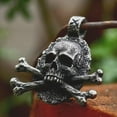 thumbnail image 2 of HOOUN Mens Pirate Skull Crossbones Pendant Necklace Punk Retro Jewelry Stainless Steel, 2 of 3