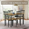 thumbnail image 3 of 5-Piece Dining Table Set for 4, Rectangular Metal and Wood Kitchen Dinette Set with Storage Rack, Upholstered Table & Chairs for Kitchen, Dining Room, Small Space, Rustic Brown, 3 of 6