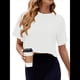 thumbnail image 2 of Camiseta de Hombros Caídos para Mujer, Camiseta Corta de Media , Cuello Redondo, Corta, Tops Casuales de Verano Lisos. L, 2 of 9