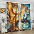 thumbnail image 4 of Dragon Phoenix Blackout Curtains Red Blue Sun Moon Thick Clouds Mythical Animal Fighting Window Treatments for Boys Kids Bedroom Living Room Kitchen 84" W X 84" L, 4 of 7