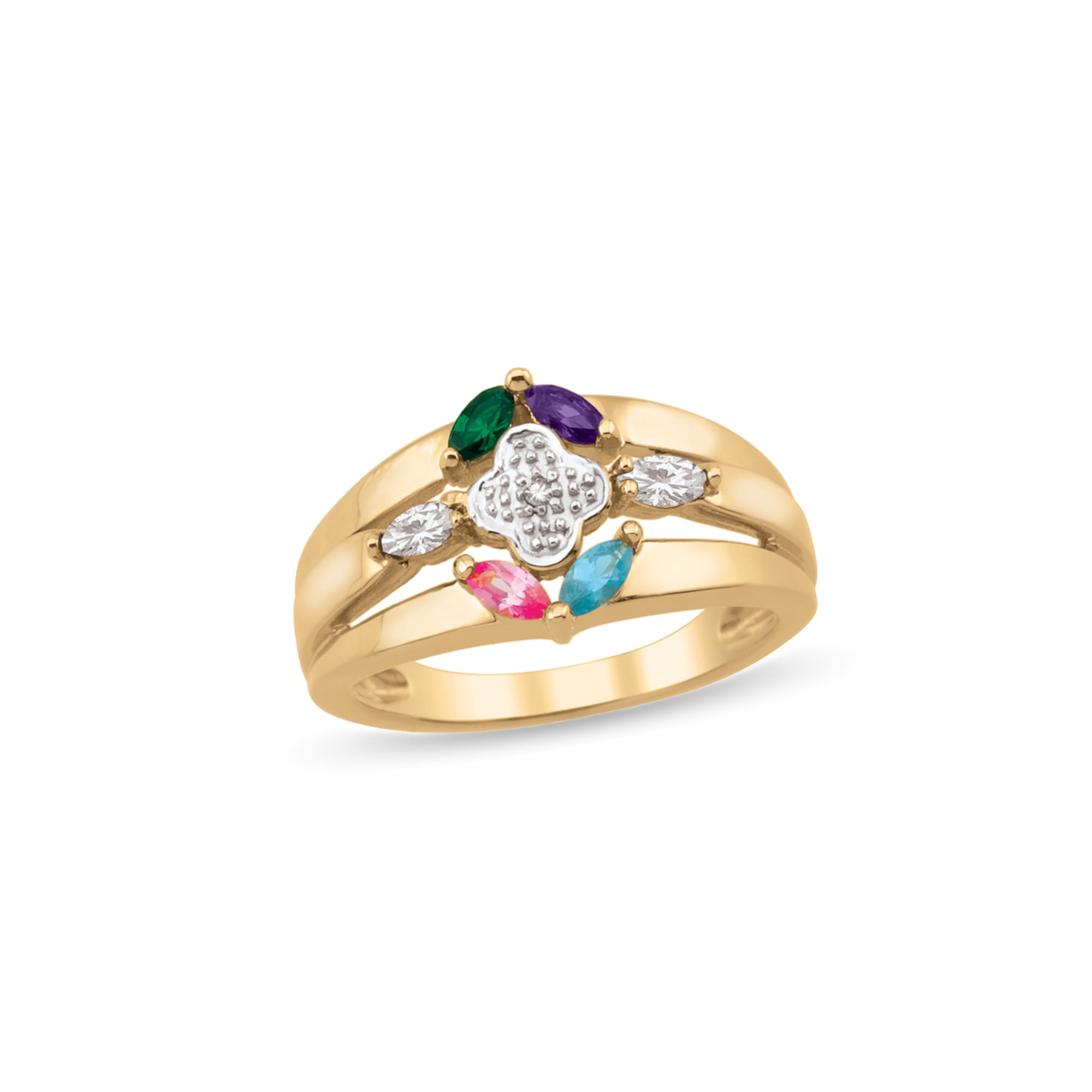 Personalized Birthstone Ring in 10K Gold with Diamond Accents by Jewlster