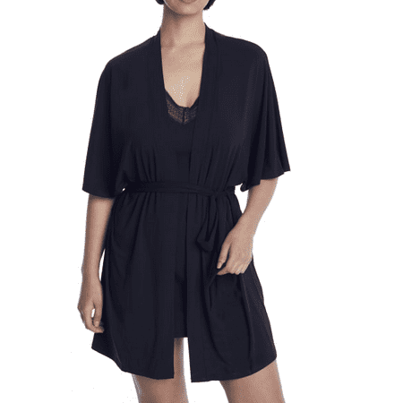 

REVEAL Black Flat Lace Soft Stretch Modal Robe US X-Large NWOT
