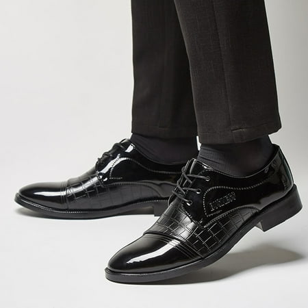 

Ounabing Fashion Summer And Autumn Men Leather Shoes Low Heel Pointed Toe Lace Casual Comfortable Leather Pattern