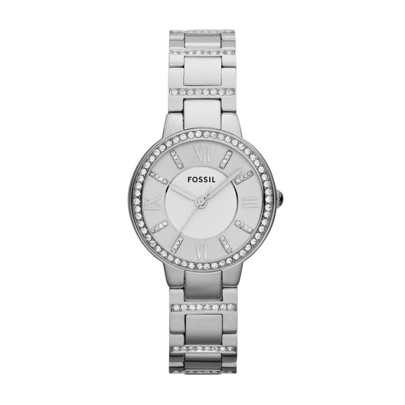 Fossil Women's Virginia Quartz Stainless Steel Three-Hand Watch, Color: Silver Glitz (Model: ES3282)
