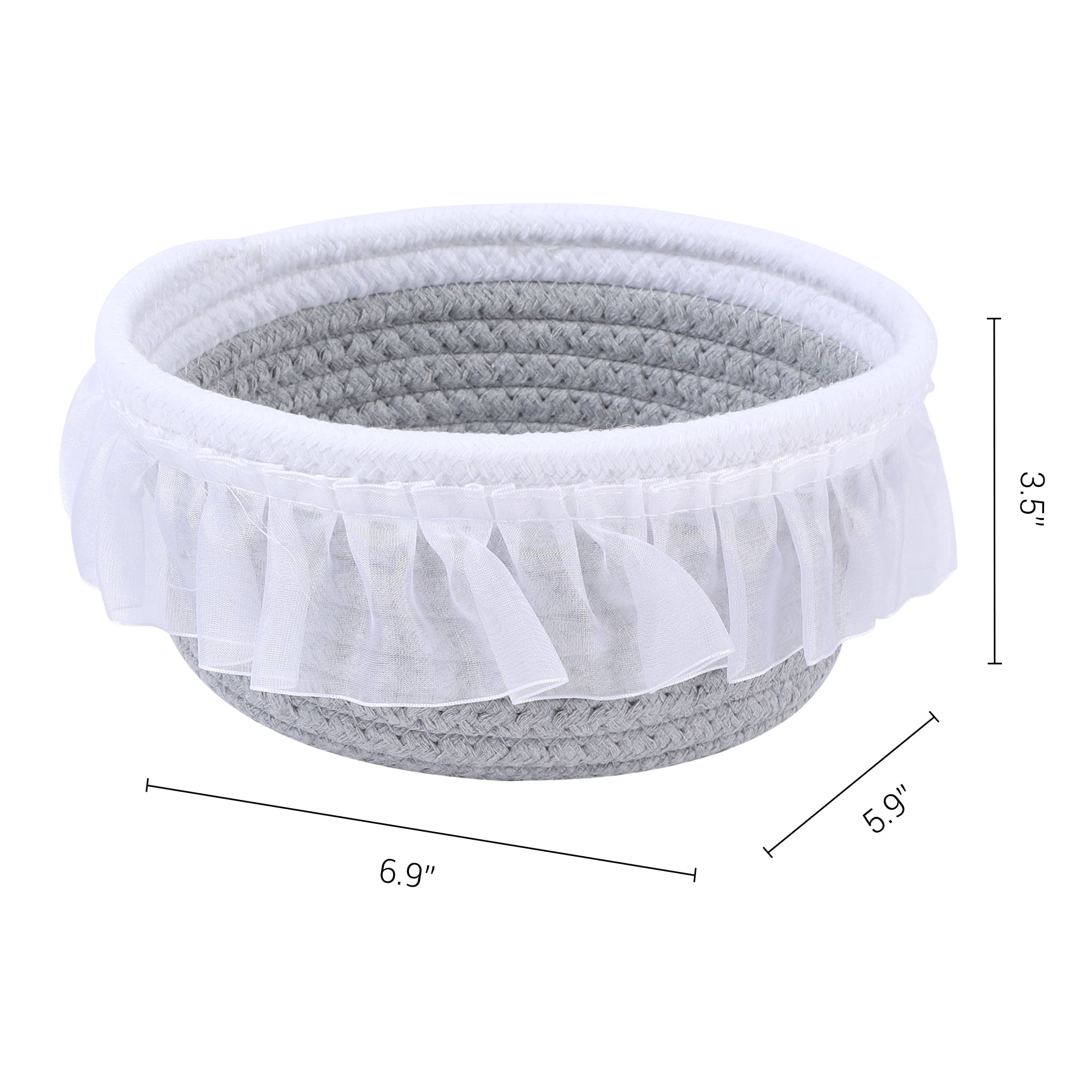 Unique Bargains Woven Storage Basket for Entryway Desk Gray/White 6.9*5.9*3.5in