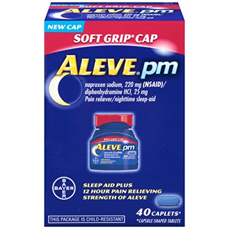 Aleve PM 220mg Pain Reliever Nighttime Sleep Aid Soft Grip Cap 40 ct Each