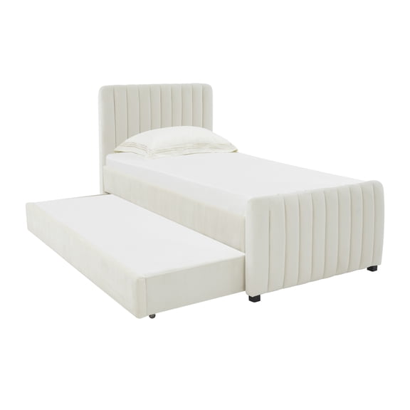 TOV Furniture Angela Cream Velvet Trundle in Twin