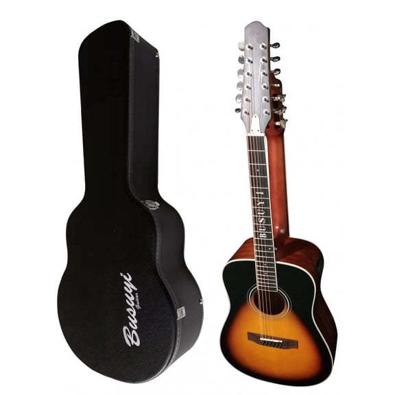 12/6 Strings Acoustic Double Neck, Double Sided Busuyi Guitar 2021 NPT With Hard Case
