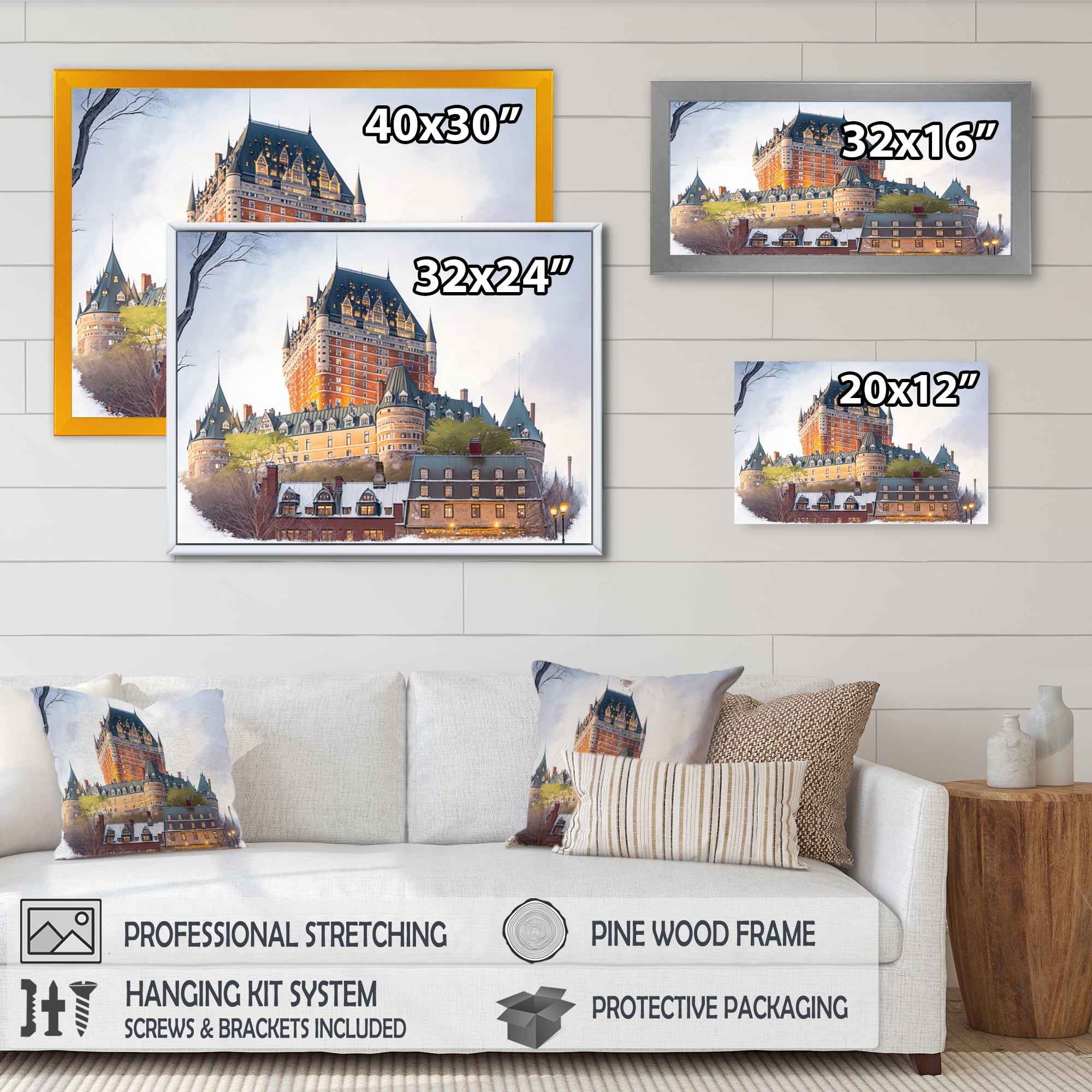 Designart Fall Season Chateau Frontenac III Canvas Wall Art