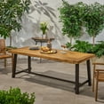 thumbnail image 3 of GDF Studio Emersyn Outdoor Acacia Wood Rectangular Dining Table Teak and Rustic Metal, 6 Person, 3 of 11