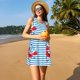 thumbnail image 3 of Fotbe Red Funny Crab on Blue Stripe Vestido de Verano sin Mangas para Mujer – Vestido Midi Línea A, Estilo Camiseta Floral, Vestido Playero Casual y Fluido, 3 of 7