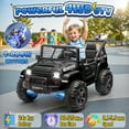 thumbnail image 3 of Joyracer 800W 24 Volt Ride on Toys, 4WD/2WD 3 Speeds Oversized Power Car Wheels, 2-Seater Ride on Truck with Remote Control, Electric Car Gift for Kids with Music, Bluetooth, Horn, Light, Black, 3 of 13