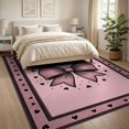 thumbnail image 3 of ODIKA 8'x10' Washable Area Rug Motif Dotted Border Shaped Themed Polka Pink Oversized Refined Structured for Dining Room, Large Office, Lounge, Non-Slip Chair-Friendly Mat, 3 of 7