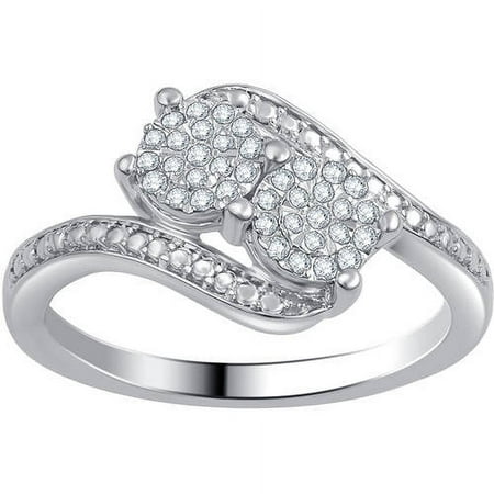 1/6 Carat T.W. Diamond Sterling Silver Composite Two-Stone Ring