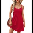 thumbnail image 1 of Vestidos de Verano para Mujer, con Tirantes Finos Ajustables, para Vacaciones en la Playa, Informales, Bonitos, con Bolsillos Rojo L, 1 of 9