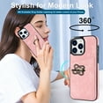 thumbnail image 4 of SaniMore for iPhone 14 Pro PU Leather Case, Wallet Cover Built-in 2 Card Slots & 360° Rotatable Ring Kickstand 360° All-Inclusive Protective Shell for iPhone 14 Pro Women Men, Pink, 4 of 9