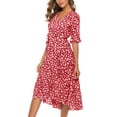 thumbnail image 3 of Gibobby Vestido Mujer Casual de Playa Verano Vestido largo de encaje con tiras y estampado de flores con cuello en V sencillo informal de primavera y verano par(Rojo,G), 3 of 3