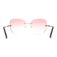 thumbnail image 4 of Womens Rimless Oversized Butterfly Rhinestone Bevel Lens Sunglasses Gold Pink, 4 of 4