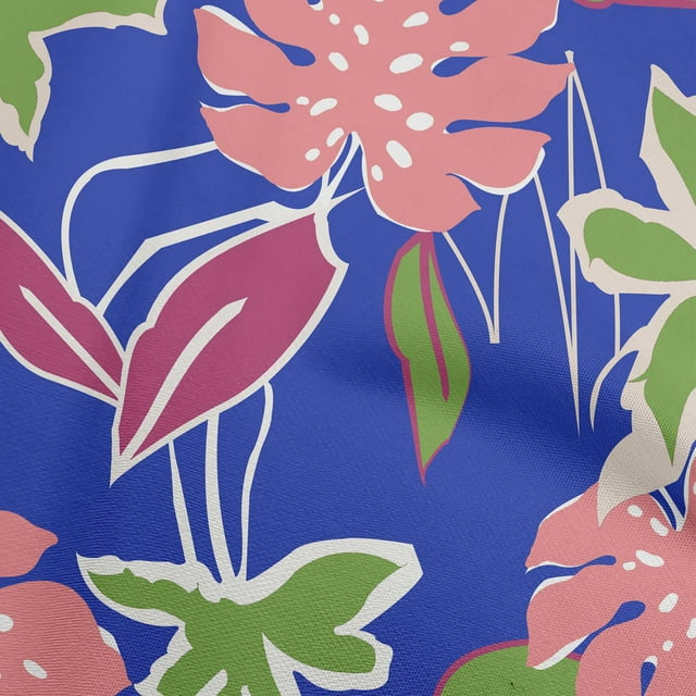 oneOone Viscose Chiffon Blue Fabric Abstract Tropical Floral Craft Projects Decor Fabric Printed By The Yard 42 Inch Wide