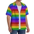 thumbnail image 4 of Naloa Colorful Glitter Rainbow Men's Loose Fit Cuban Collar Short-Sleeve Shirt with Button-down and Chest Pocket for Everyday Wear Outings - XX-Large, 4 of 7