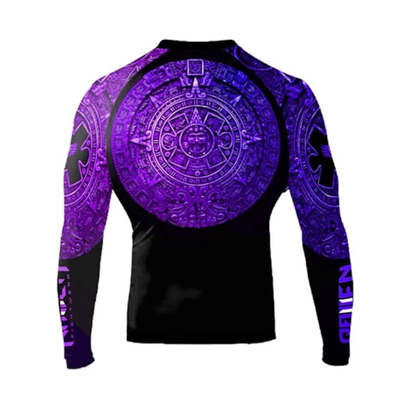 Raven Fightwear Men's Aztec Ranked Rash Guard MMA BJJ Purple
