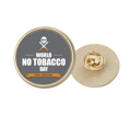 thumbnail image 1 of Logo World No Tobacoo Day No Smoking Round Metal Golden Pin Brooch Clip, 1 of 3