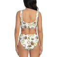 thumbnail image 3 of Kdxio Donut Sloth Print Women's 2 Piece High Waisted Wrap Spaghetti Strap Summer Swimsuit Bikini Set-Medium, 3 of 7