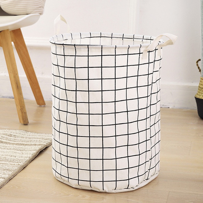 [Hotiary] Plaid Dirty Clothes Basket Storage Bucket,Foldable Laundry