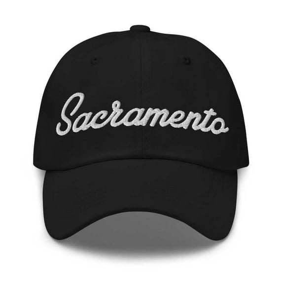 Sacramento Baseball Cap Sacramento Dad Hat Bold Script California CA Hat Embroidered Souvenir Gift Black