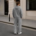 thumbnail image 7 of FSYBOA Men's 2 Piece Sweatsuit Set, Long Sleeve Full Zip Open Bottom Drawstring Hoodies and Sweatpants Gray Size XL, 7 of 7