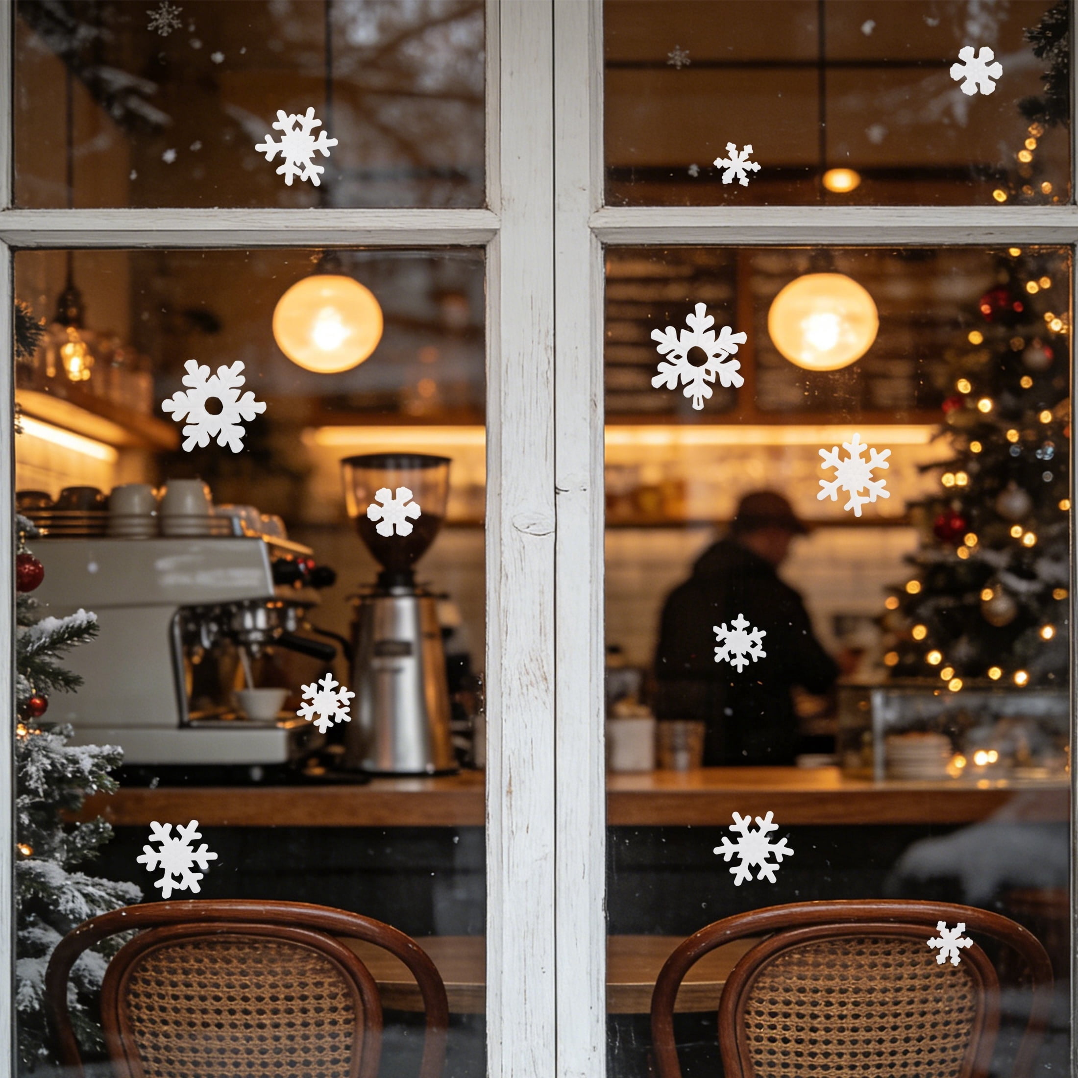 Snowflake Christmas Window Gel Clings, White, 11.5" x 11.8", by Holiday Time
