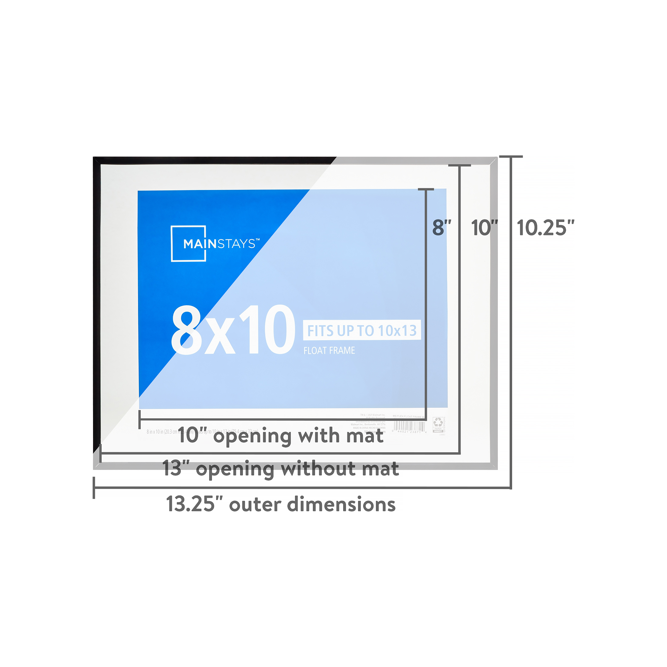 Mainstays 10 x 13 Flex Float Frame, Black, Set of 6
