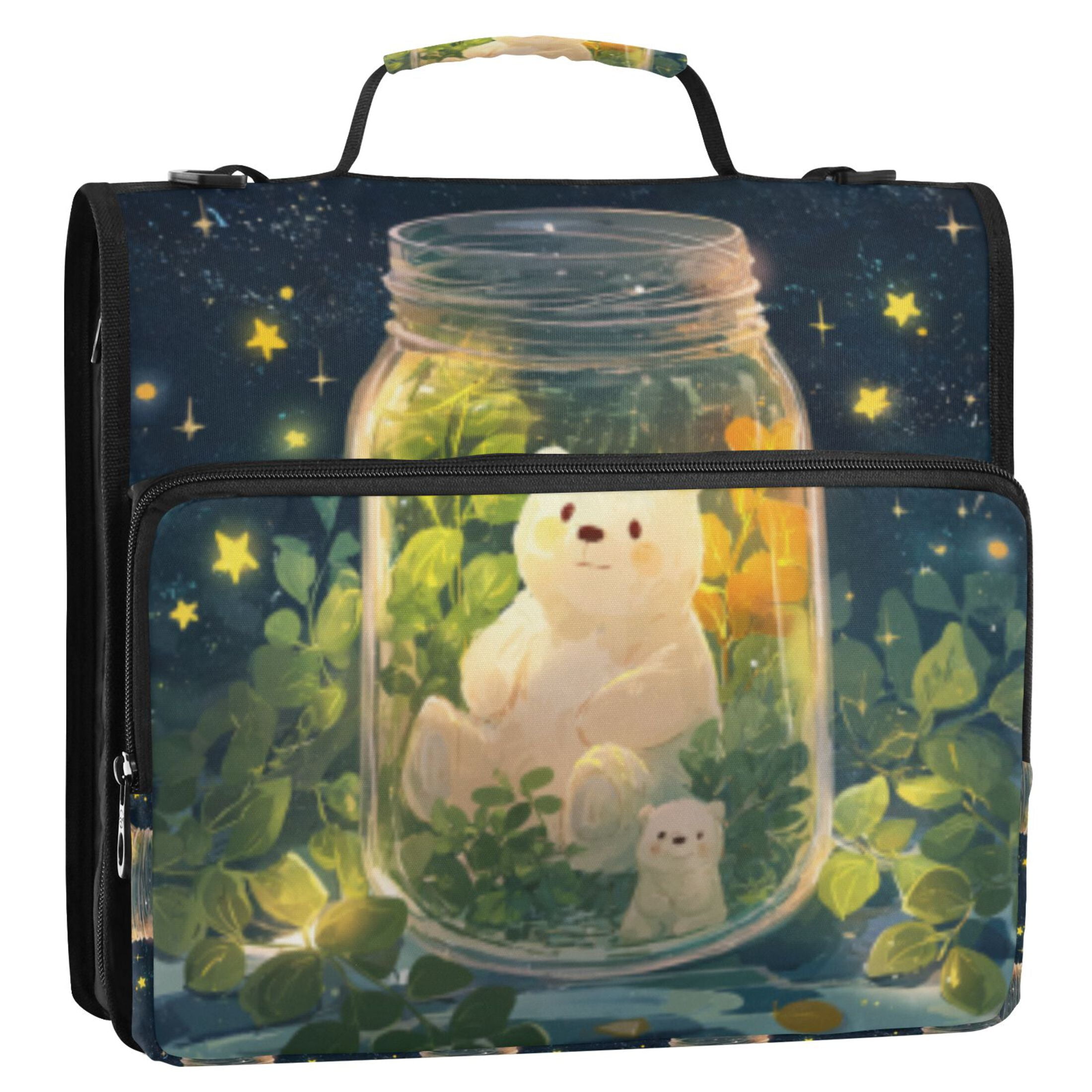 DIXRUYEE Zipper Binder trapper keeper Documents Organized Starry Jar Printed